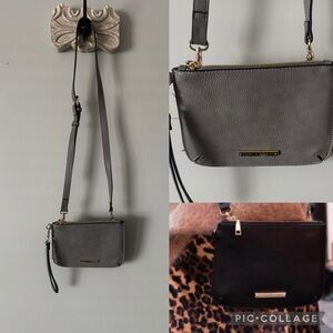 Poppy & Peonies Pebbled Faux Leather crossbody wristlet Clutch bag grey Insert